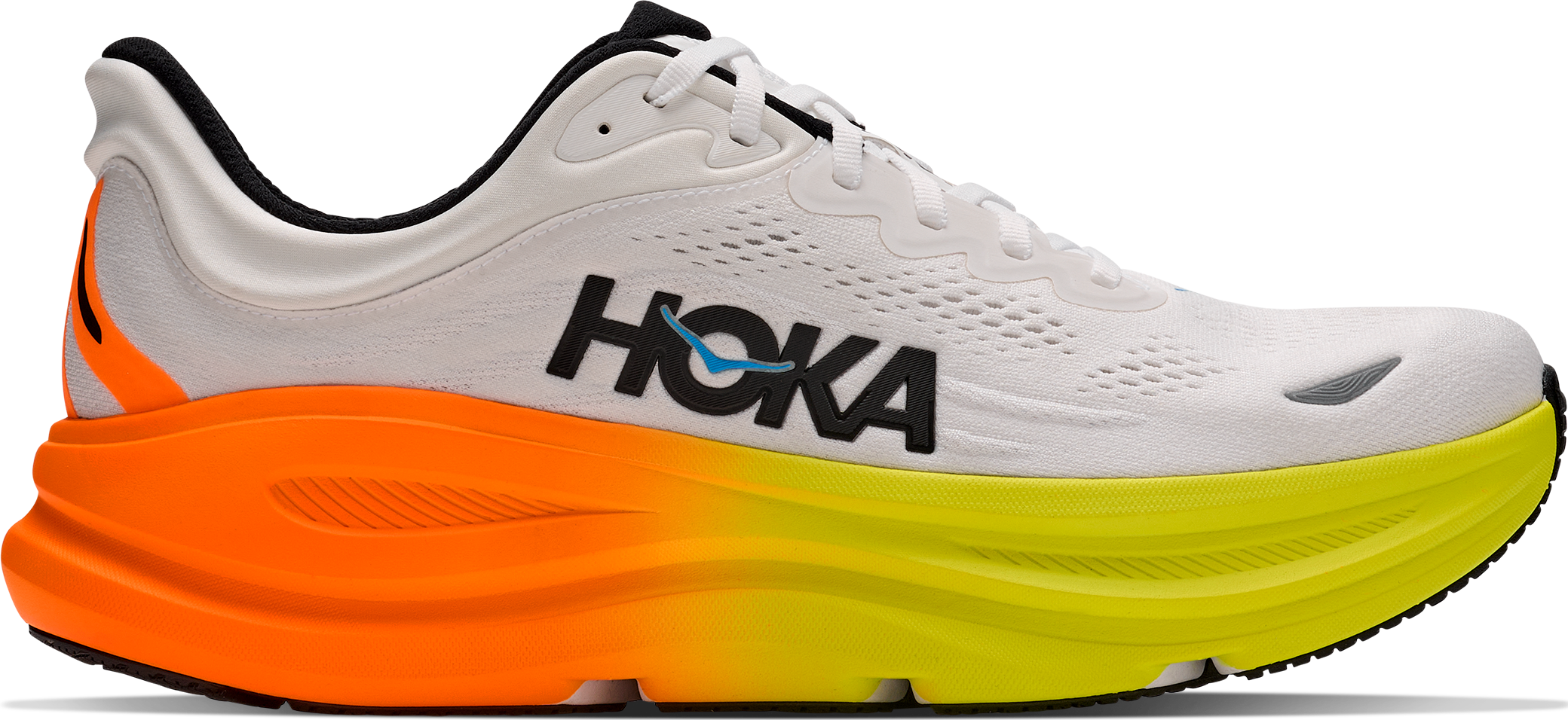 Hoka Men's Bondi 9 White/Neon Tangerine