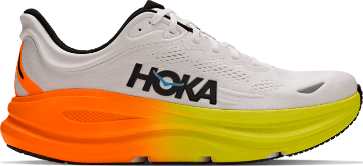 Hoka Men's Bondi 9 White/Neon Tangerine Hoka