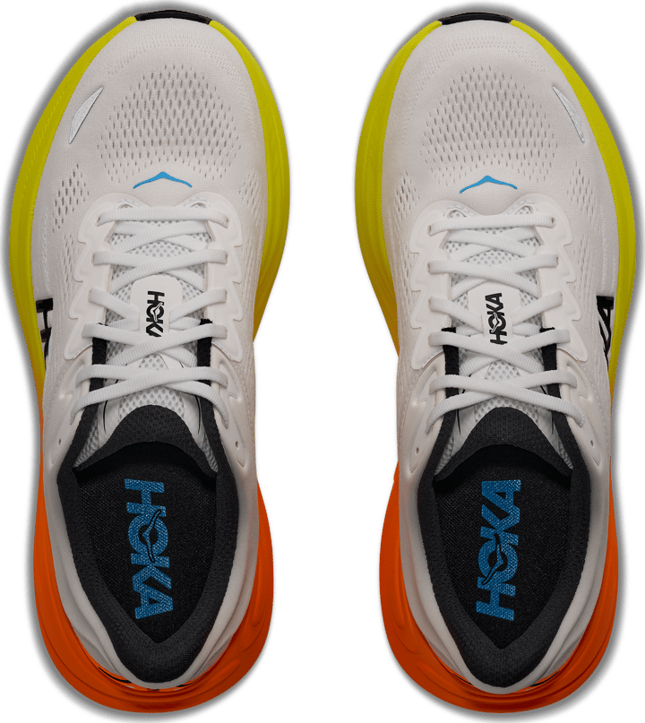 Hoka Men's Bondi 9 White/Neon Tangerine Hoka