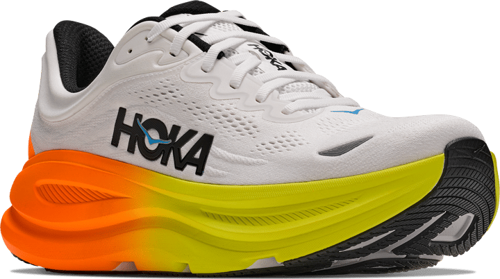 Hoka Men's Bondi 9 White/Neon Tangerine Hoka