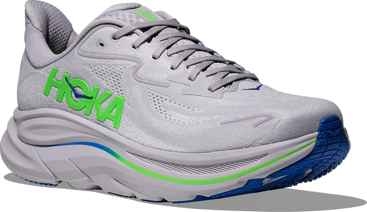 Hoka Men's Clifton 10 Ash Grey / Neon Green Hoka