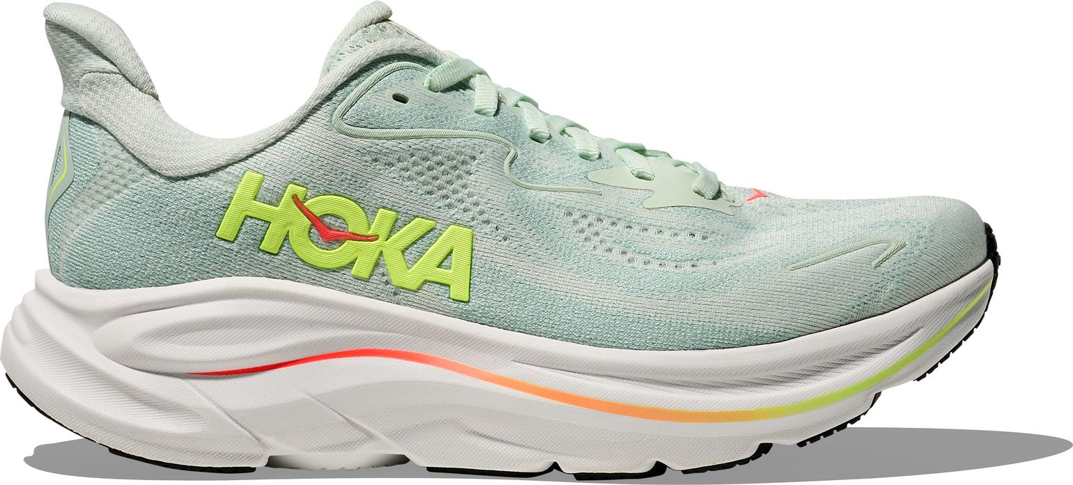 Hoka Women's Clifton 10 Wide Sea Glass/Neon Flame