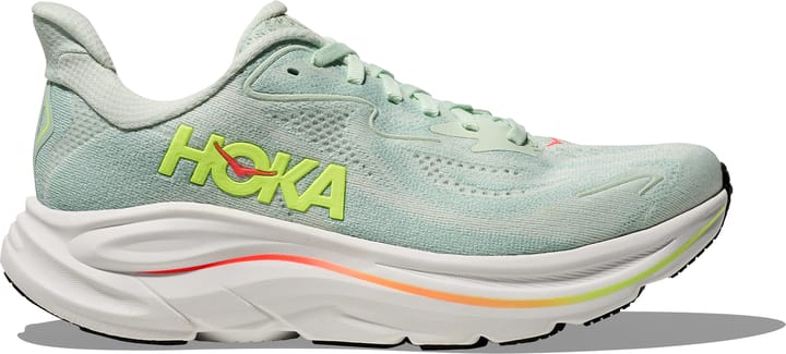 Hoka Women's Clifton 10 Wide Sea Glass/Neon Flame Hoka