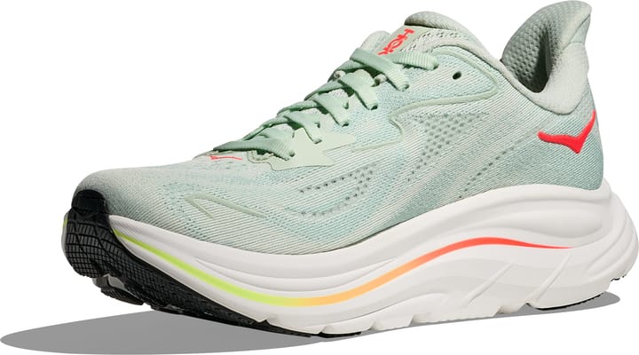 Hoka Women's Clifton 10 Wide Sea Glass/Neon Flame Hoka