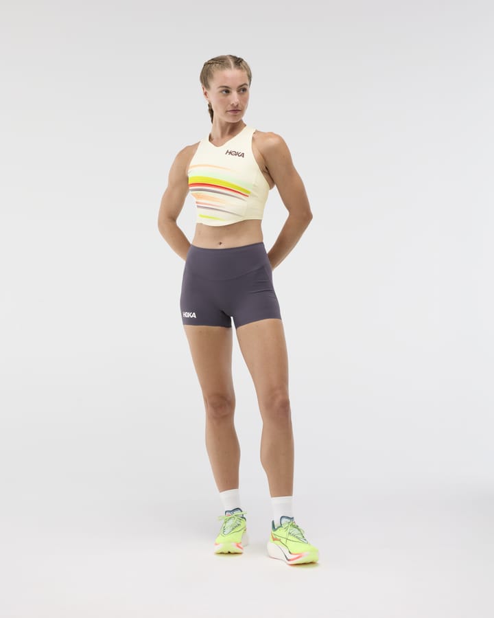 Hoka Women's Race Day Crop Bra Alabaster Flare Hoka