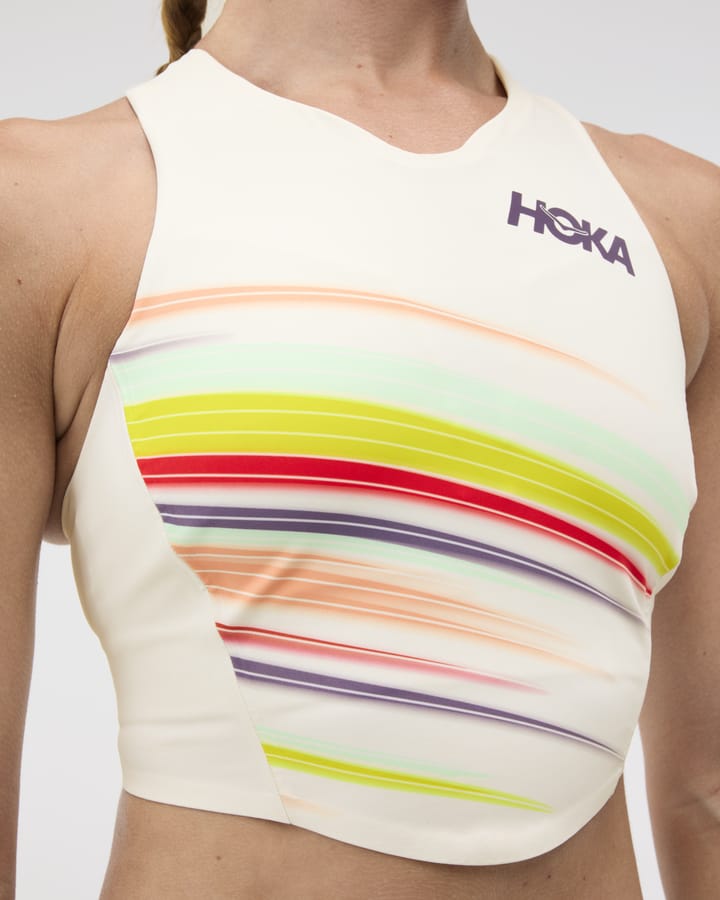 Hoka Women's Race Day Crop Bra Alabaster Flare Hoka