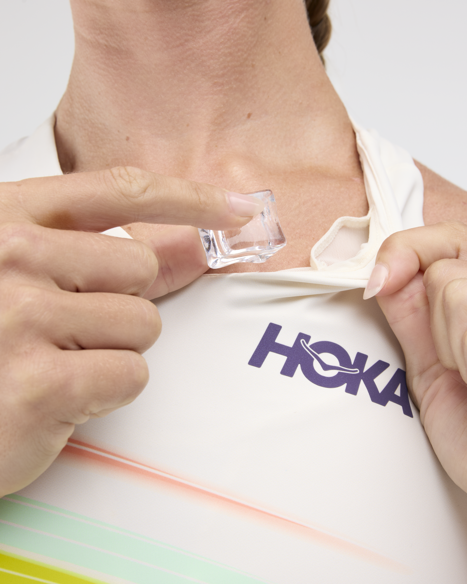 Hoka Women's Race Day Crop Bra Alabaster Flare