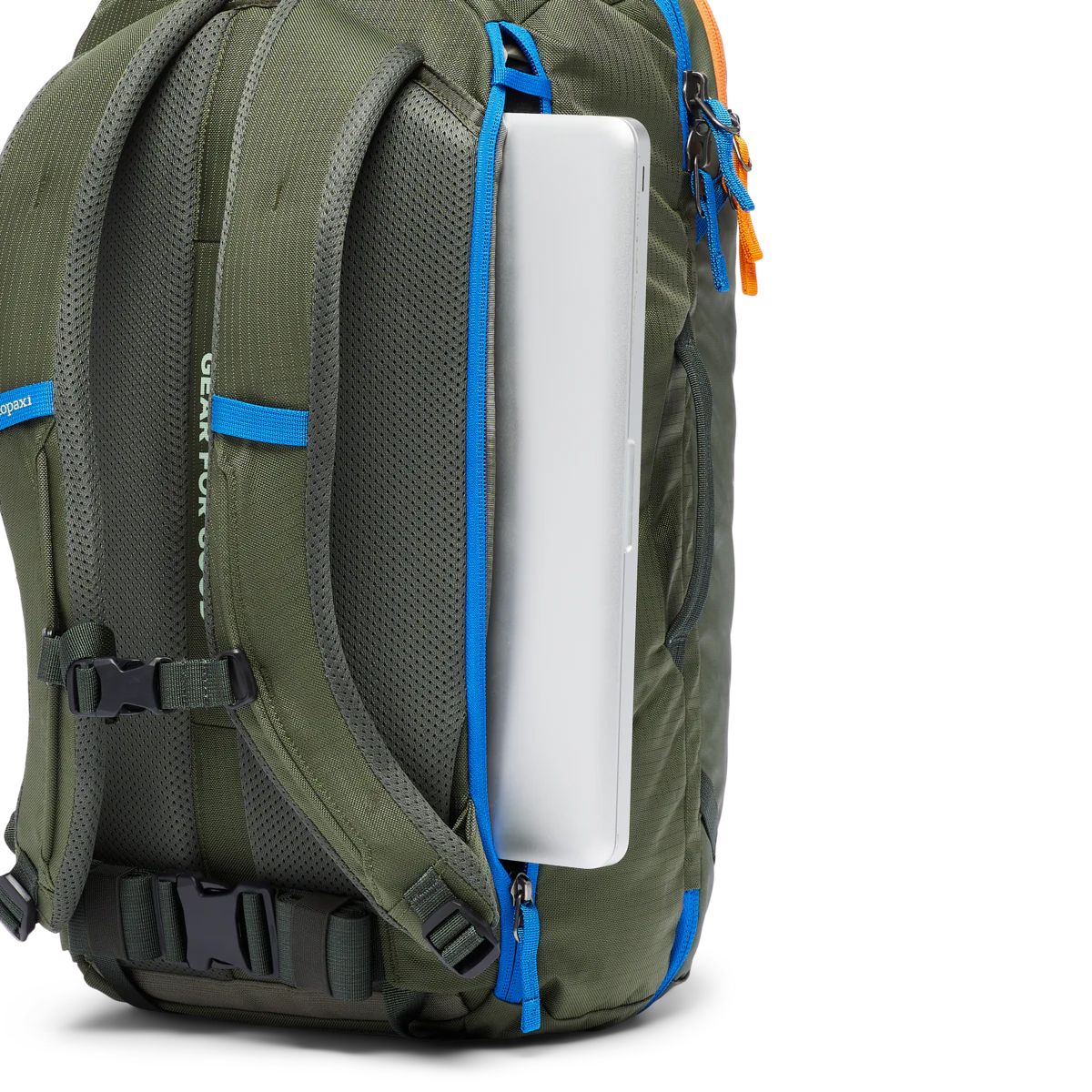cotopaxi allpa 35 grey 35L Travel Pack Bronze through strap on the back Cotopaxi Allpa 35L Travel Pack