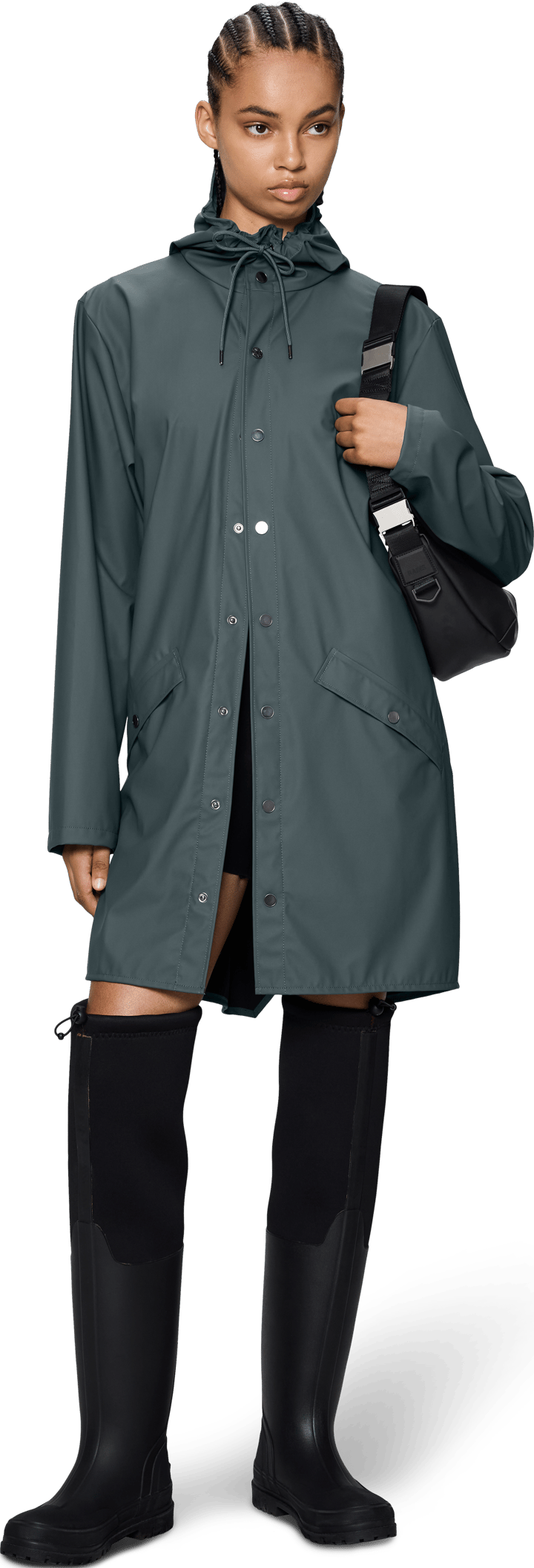 Rains Unisex Long Jacket Dark Grey Rains