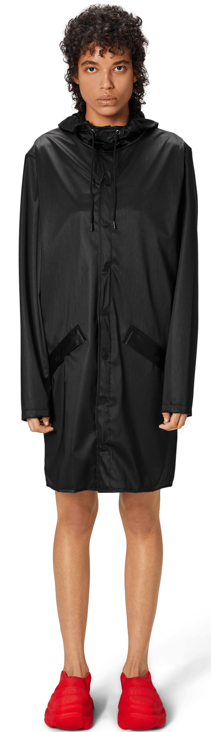 Rains Unisex Long Jacket Black Grain Rains