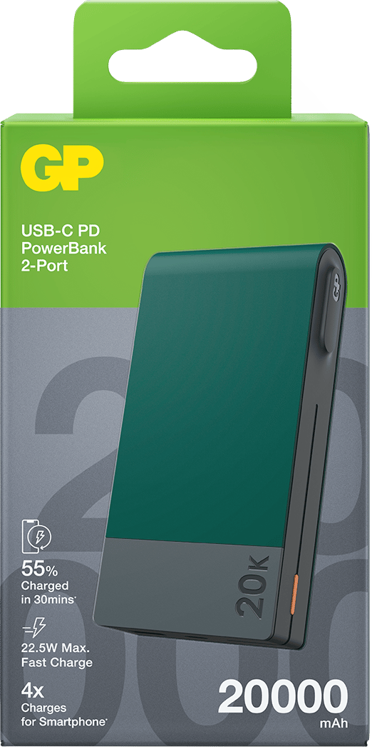 GP Batterier GP Powerbank M2 20000 mAh Green GP Batterier GP Batterier GP Powerbank M2 20000 mAh Green GP Batterier