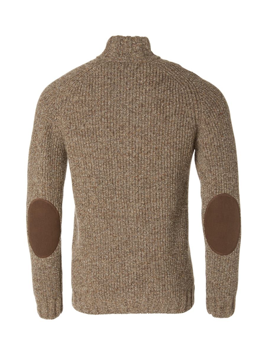 Chevalier Men's Groby Half Zip Wool Pullover Saddle Brown Neps