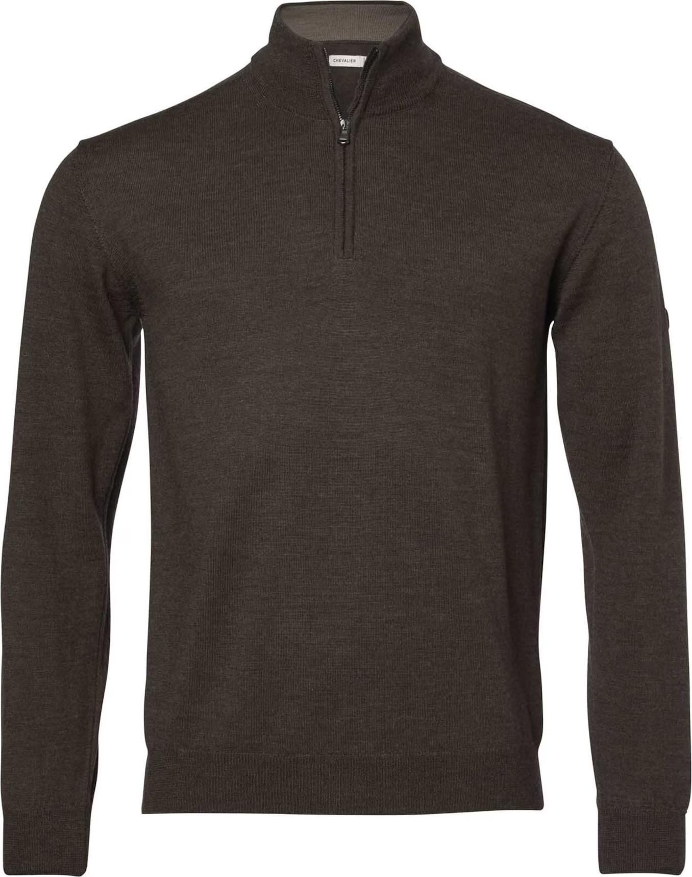 Chevalier Men's Aston Half Zip Merino Pullover Leather Brown