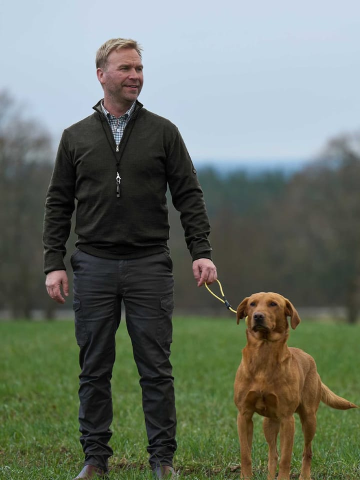 Chevalier Men's Aston Half Zip Merino Pullover Leather Brown Chevalier