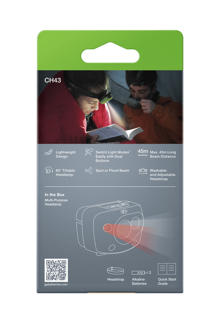 GP Batterier GP Discovery Multi Purpose Headlamp CH43 Green GP Batterier GP Batterier GP Discovery Multi Purpose Headlamp CH43 Green GP Batterier