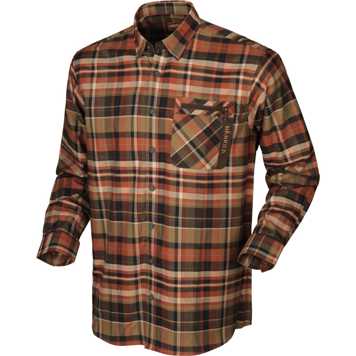 Härkila Newton L/S Skjorte Dark Burnt Orange Check