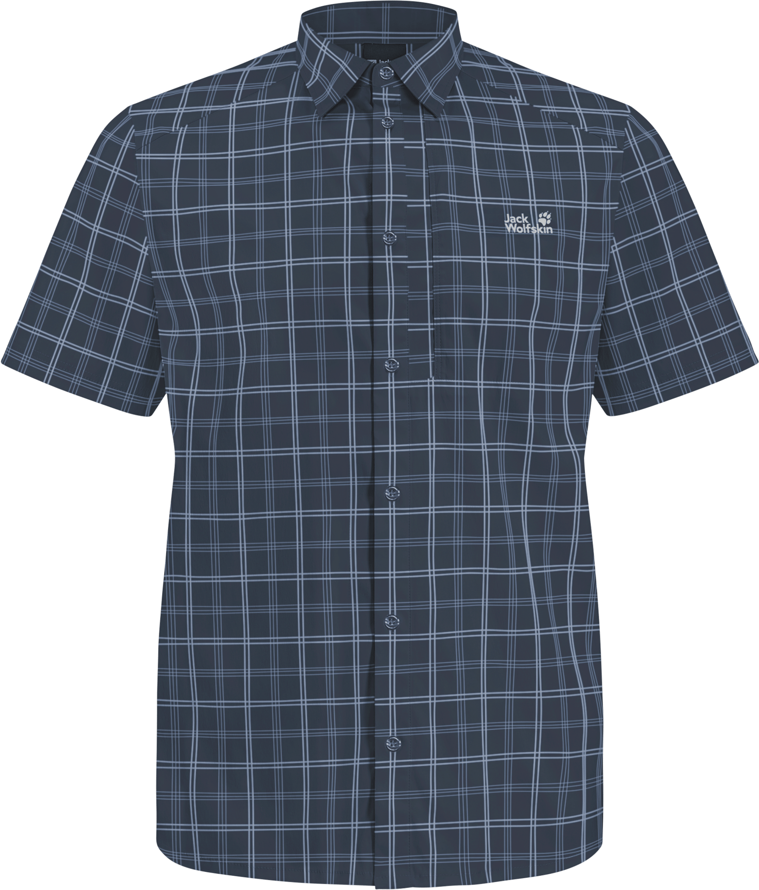 Jack Wolfskin Men's Norbo Short Sleeve Shirt Check Midnight Sky
