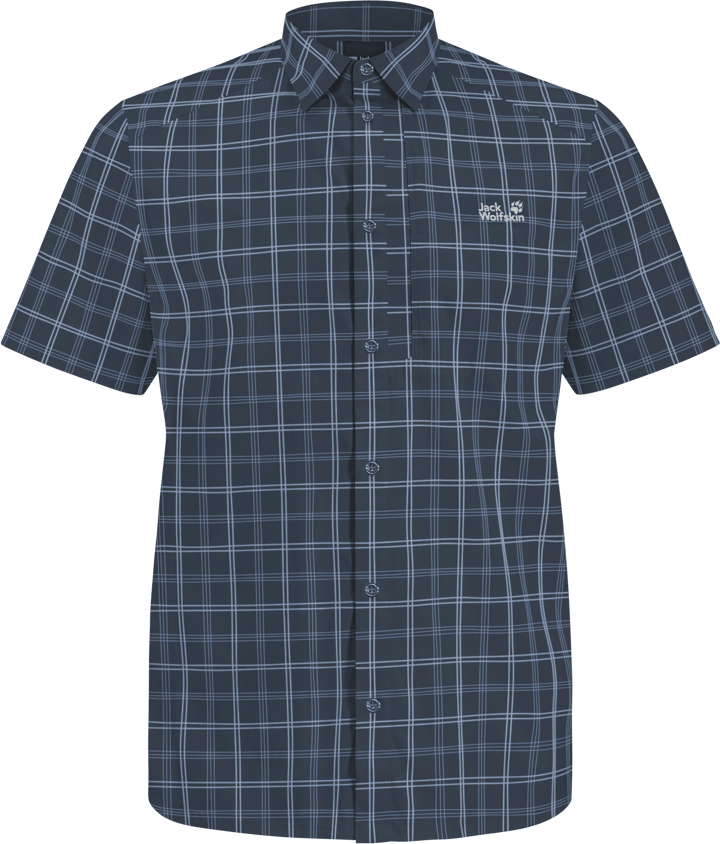 Jack Wolfskin Men's Norbo Short Sleeve Shirt Check Midnight Sky Jack Wolfskin