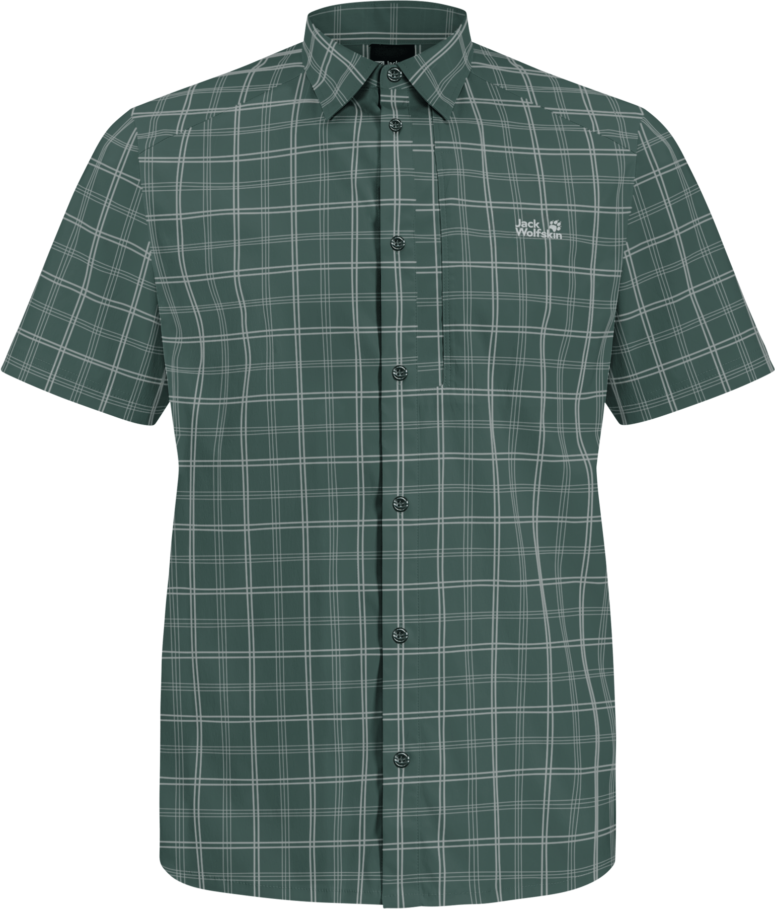 Jack Wolfskin Men's Norbo Short Sleeve Shirt Check Sago Palm