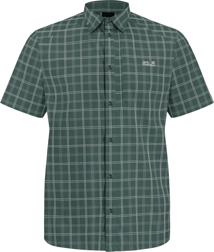 Jack Wolfskin Men's Norbo Short Sleeve Shirt Check Sago Palm Jack Wolfskin
