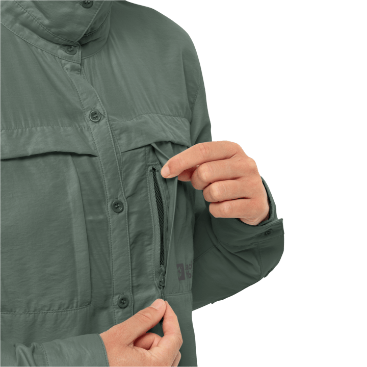 Jack Wolfskin Barrier Ls Shirt W Hedge Green Jack Wolfskin