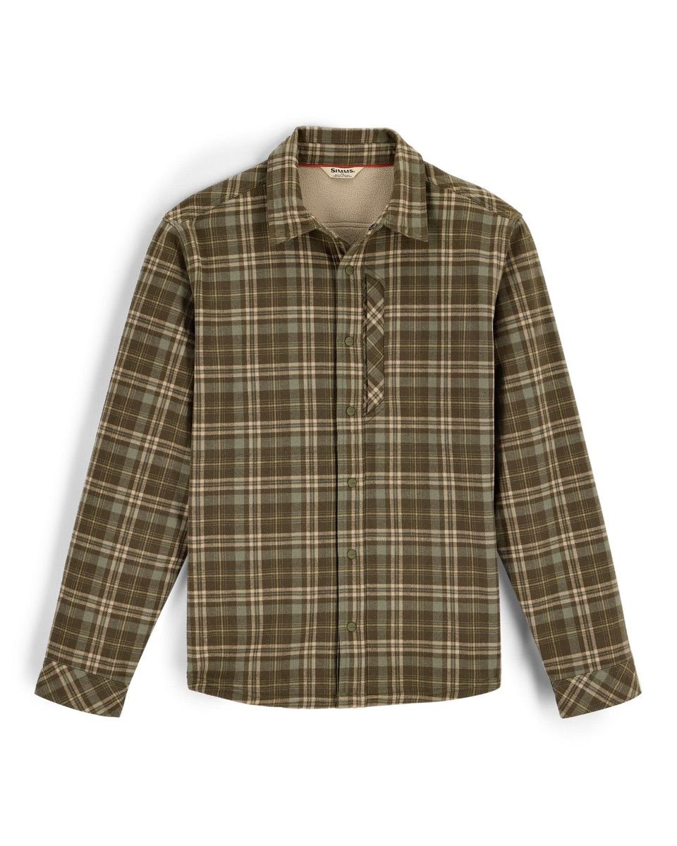 Simms Coldweather Shacket Schooner Plaid: Loden