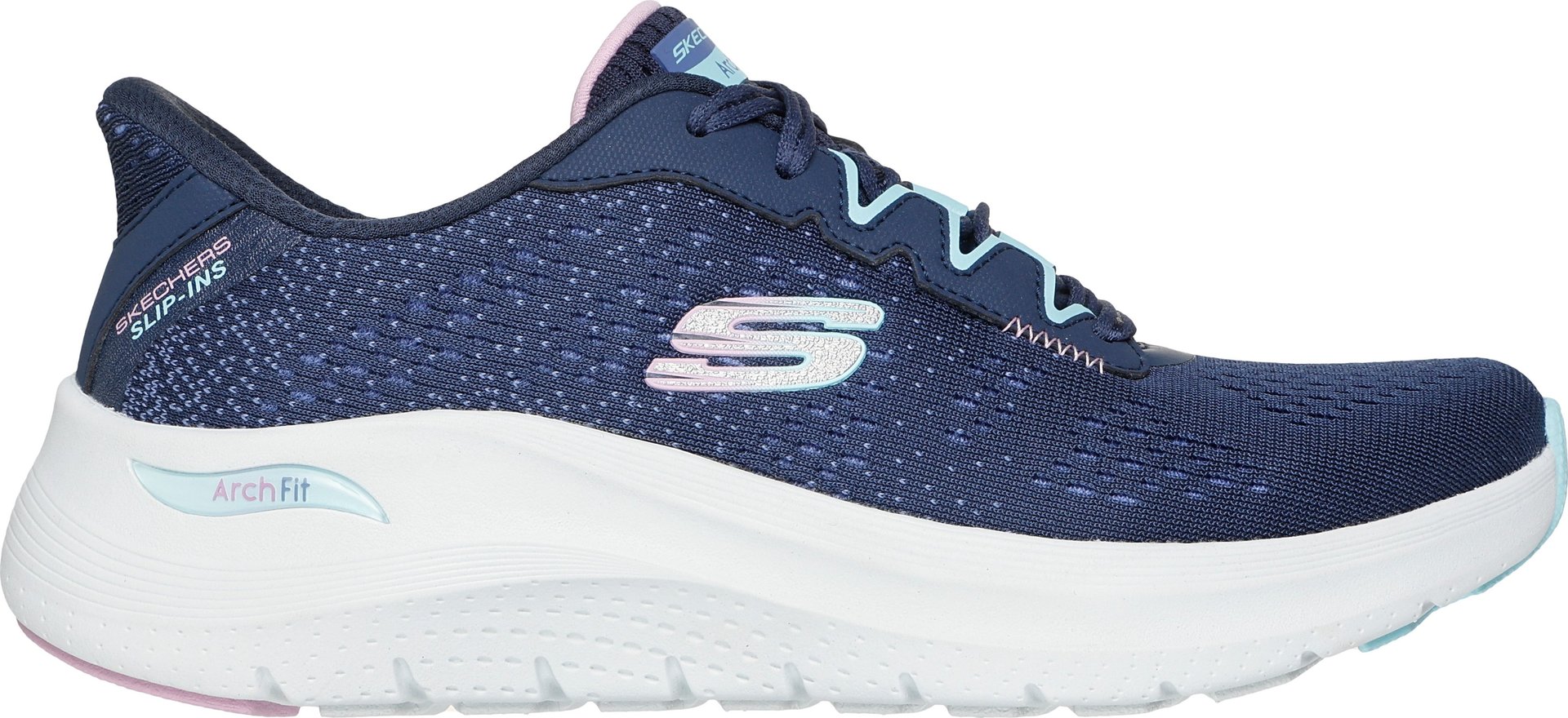 SKECHERS Arch Fit 2.0 Fresh Pace Textila Damens Blåa/multifärgade Sneakers – bild 3
