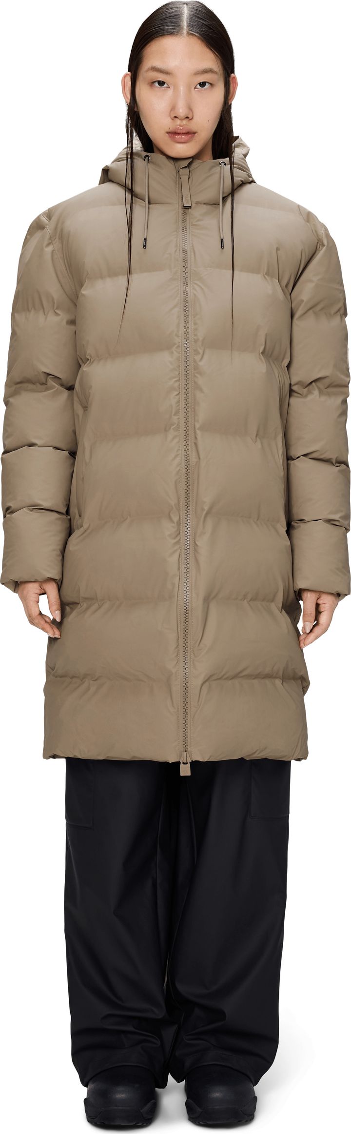 Rains Unisex Alta Long Puffer Jacket Beige Rains