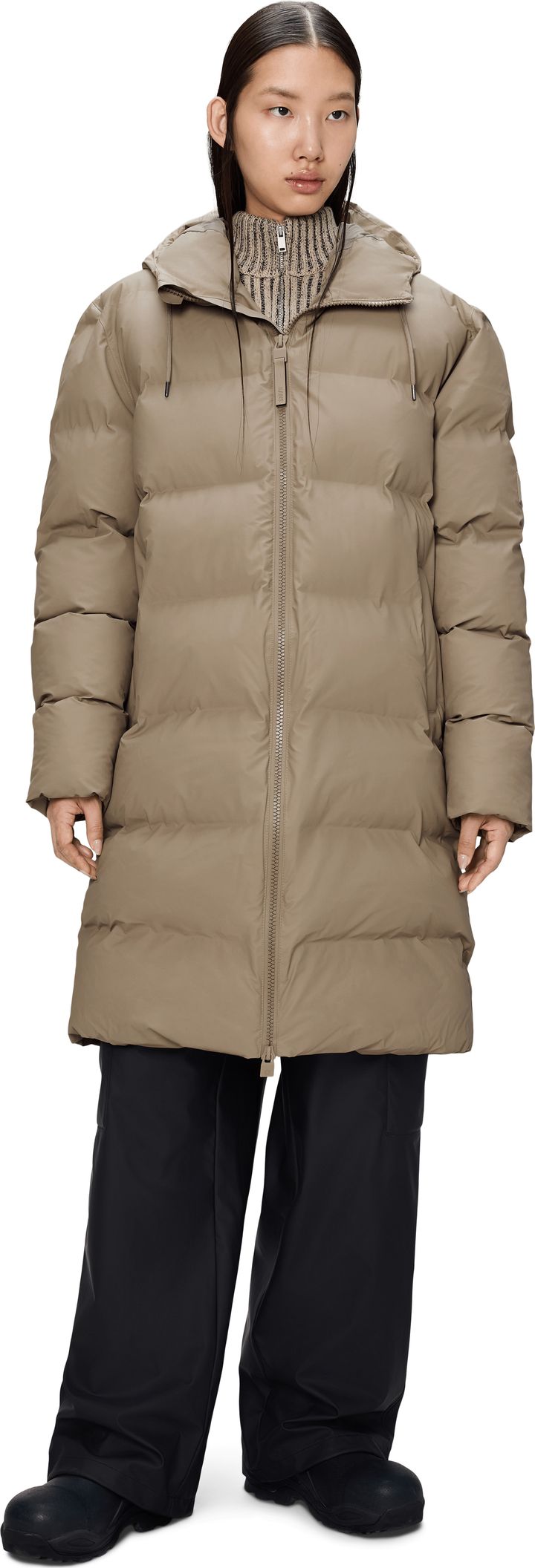 Rains Unisex Alta Long Puffer Jacket Beige Rains