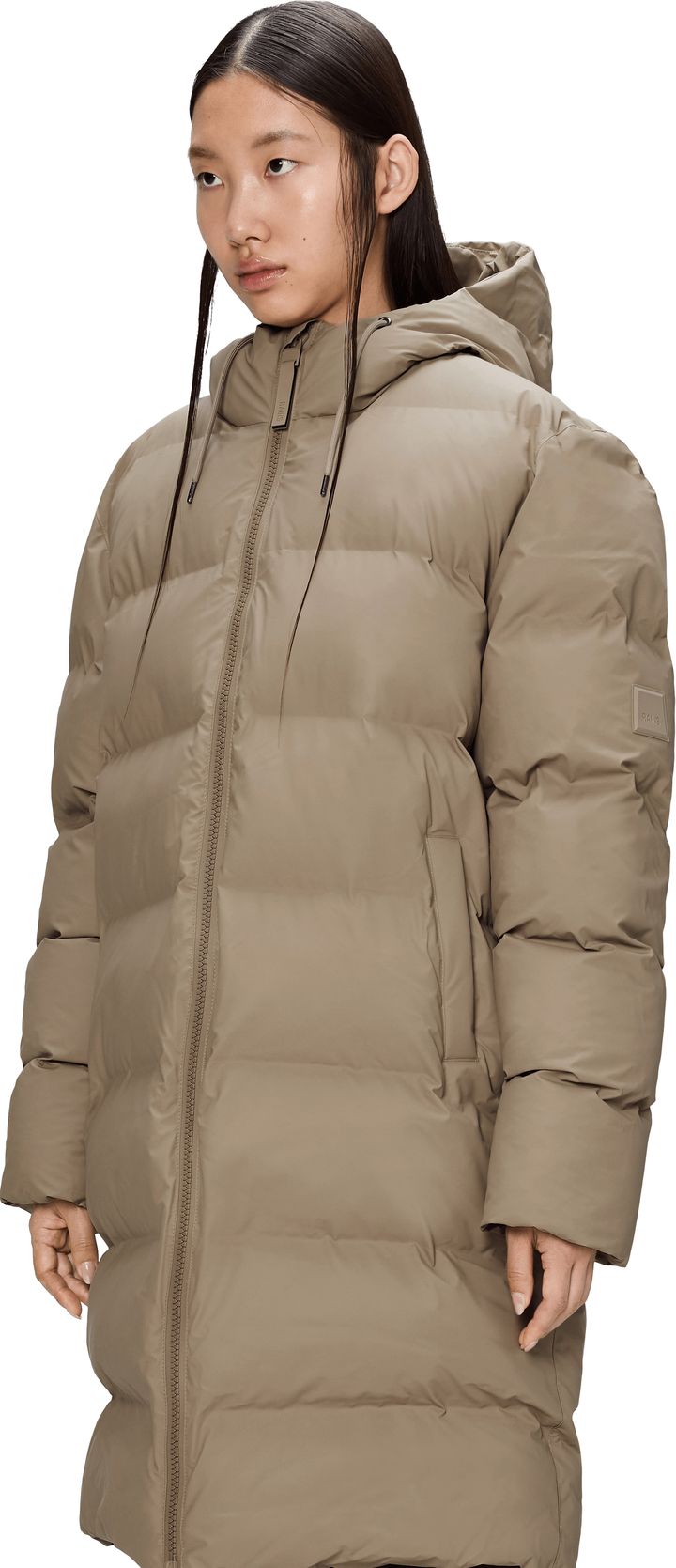 Rains Unisex Alta Long Puffer Jacket Beige Rains