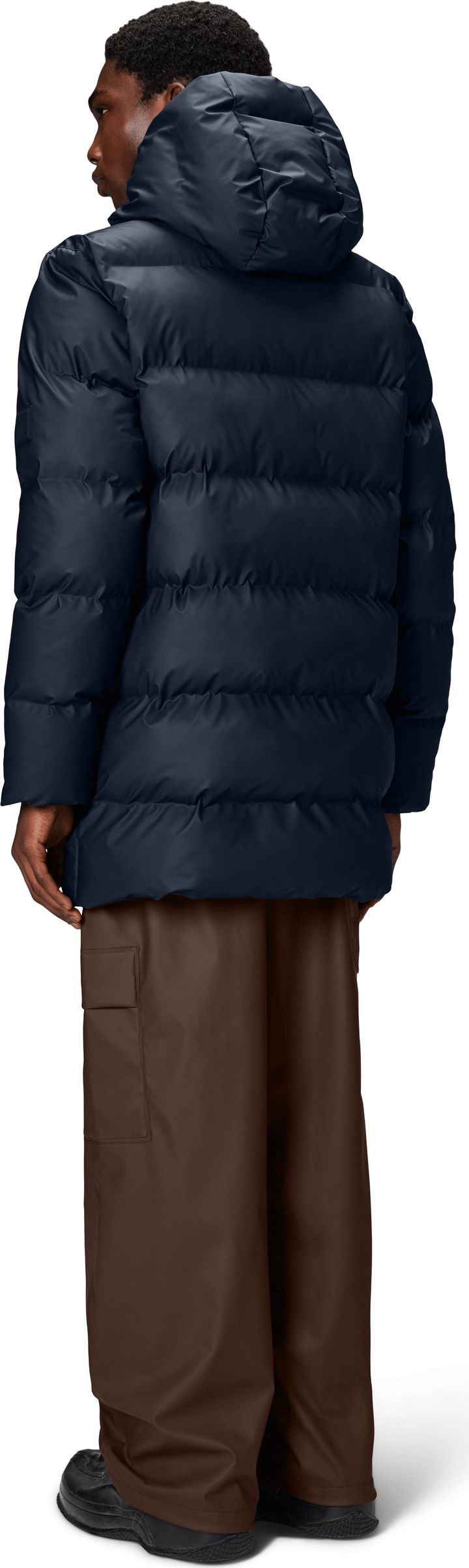 Rains Unisex Alta Long Puffer Cargo Jacket W3T4 Navy Rains
