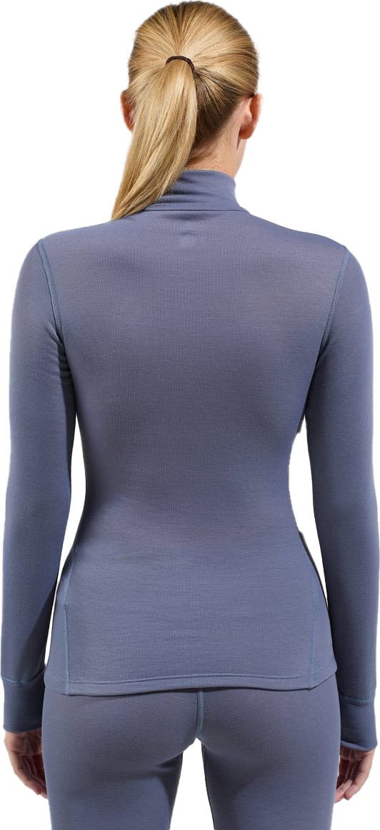 Odlo Women's Active Warm Eco Half-Zip Turtleneck Base Layer Top Folkstone Gray Odlo