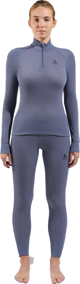 Odlo Women's Active Warm Eco Half-Zip Turtleneck Base Layer Top Folkstone Gray Odlo