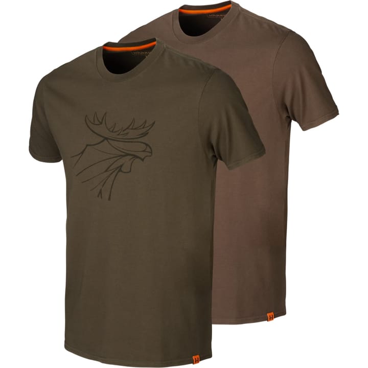 Härkila Graphic T-Shirt 2-Pack Willow Green/Slate Brown Härkila