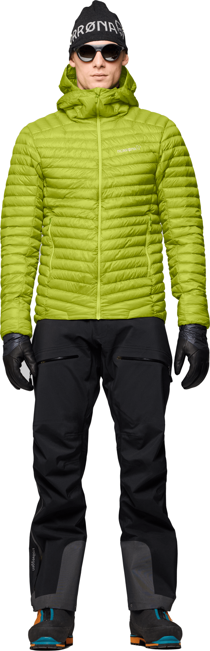 Norrøna Men's Trollveggen Superlight Down Hood Dark Citron Norrøna