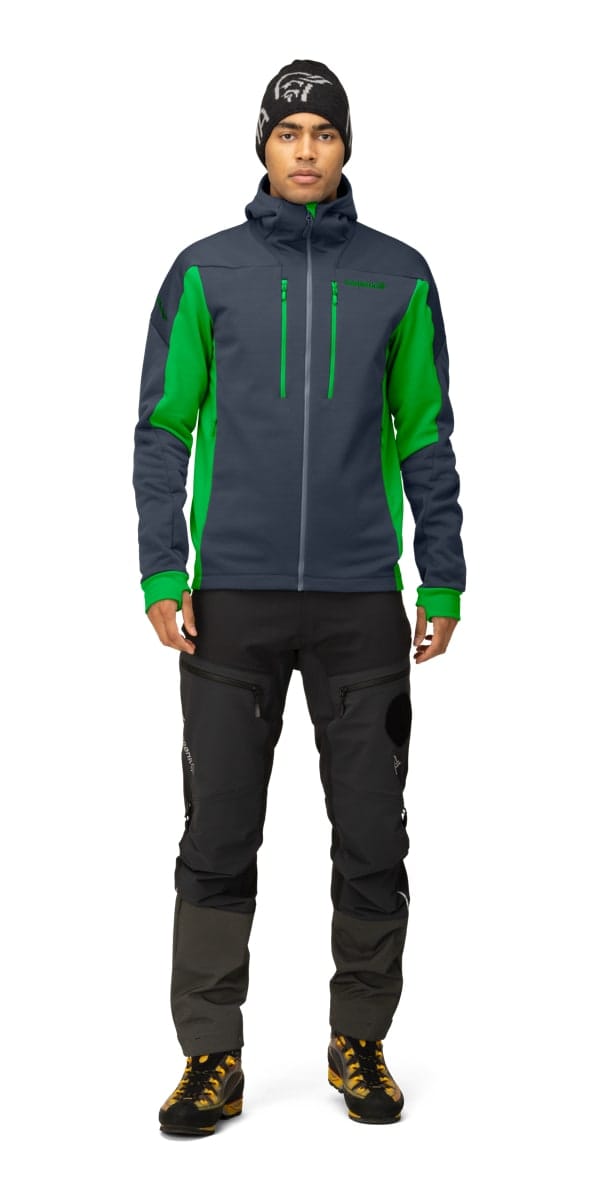 Norrøna Trollveggen Powerstretch Pro Zip Hood M's Cool Black/Classic Green Norrøna