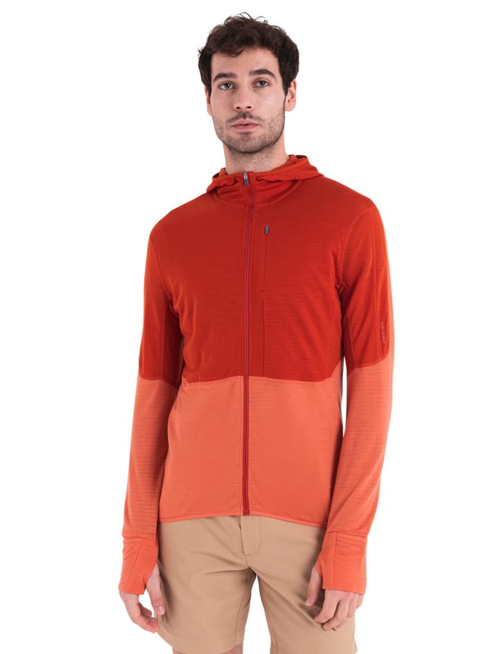 Icebreaker Men's Merino 200 Realfleece™ Descender Long Sleeve Zip Hoodie Molten/Ember/Cb Icebreaker