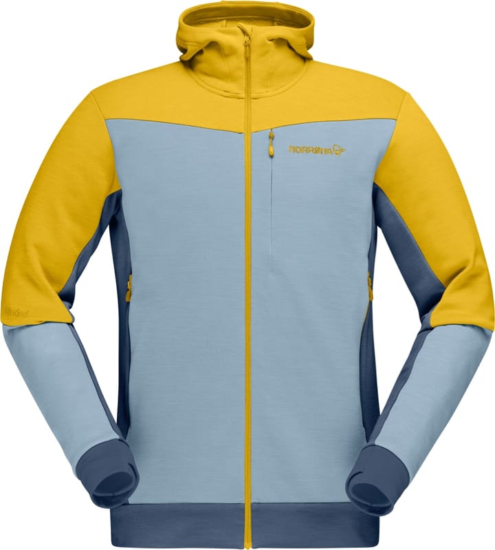 Norrøna Falketind Warmwool2 Stretch Zip Hood M's Sulphur/Blue Fog Norrøna