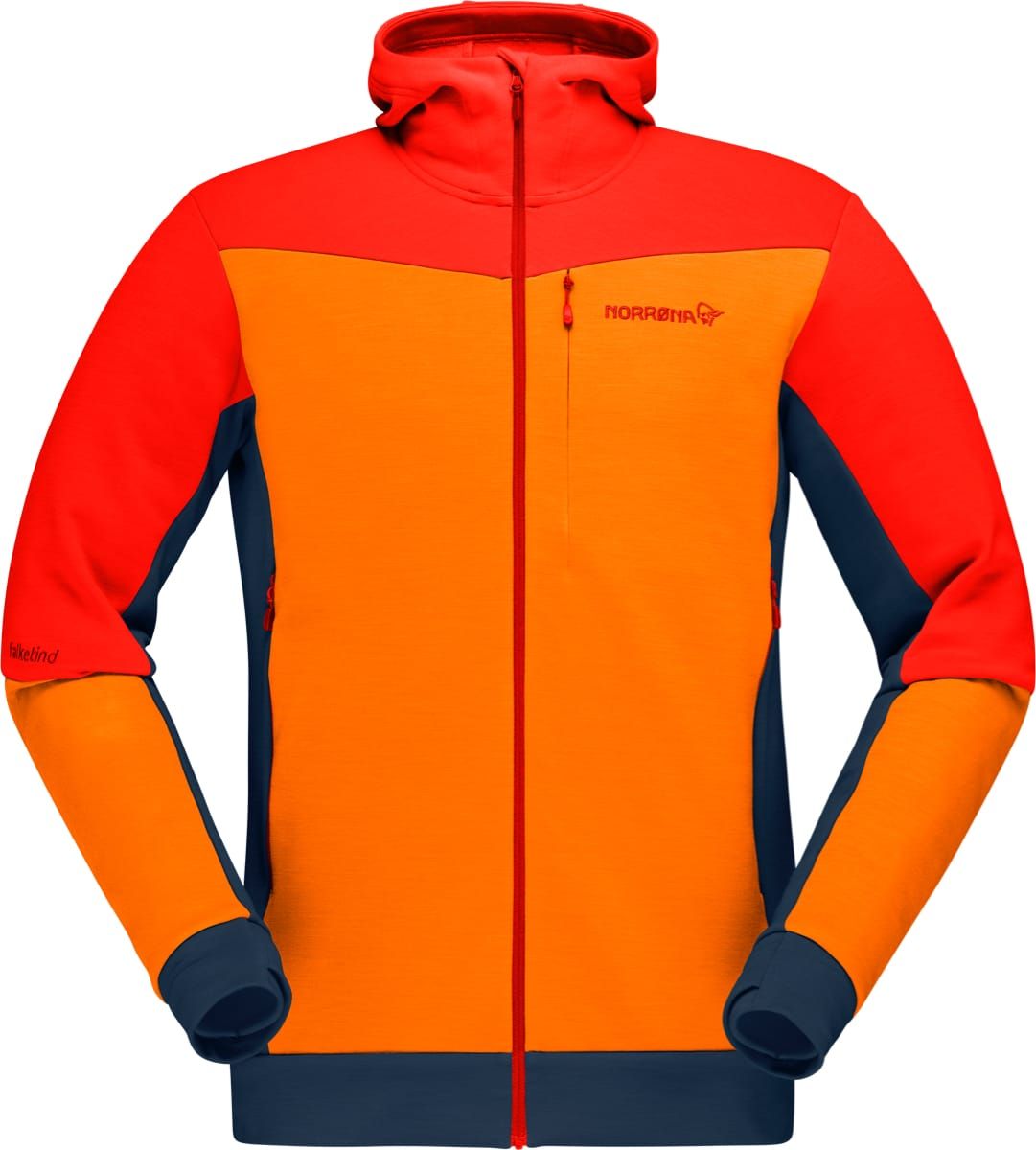 Norrøna Falketind Warmwool2 Stretch Zip Hood M's Arednalin/Orange Popsicle