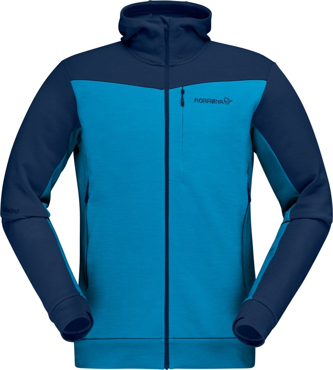 Norrøna Falketind Warmwool2 Stretch Zip Hood M's Hawaiian Surf/Indigo Night
