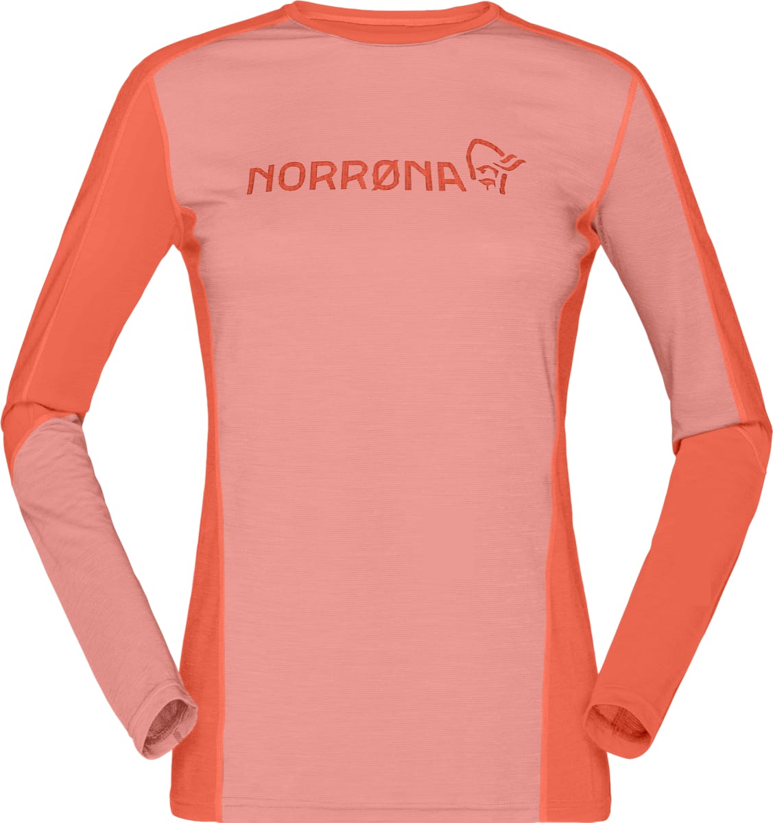 Norrøna Women's Falketind Equaliser Merino Round Neck Peach Amber/Orange Alert