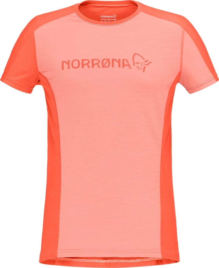 Norrøna Falketind Equaliser Merino T-Shirt W's Peach Amber/Orange Alert Norrøna