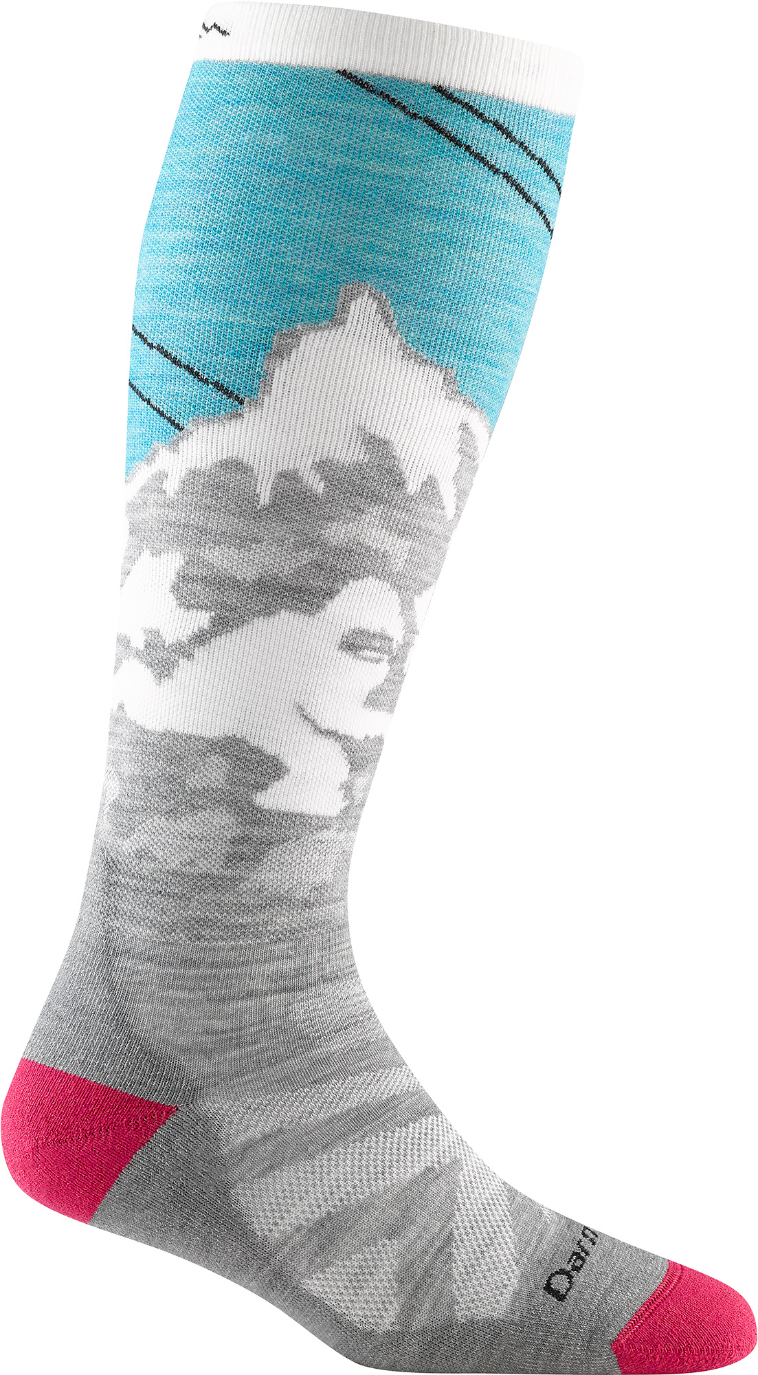 Darn Tough Women's Ski Socks Yeti Cushion  Aqua Skidstrumpor L