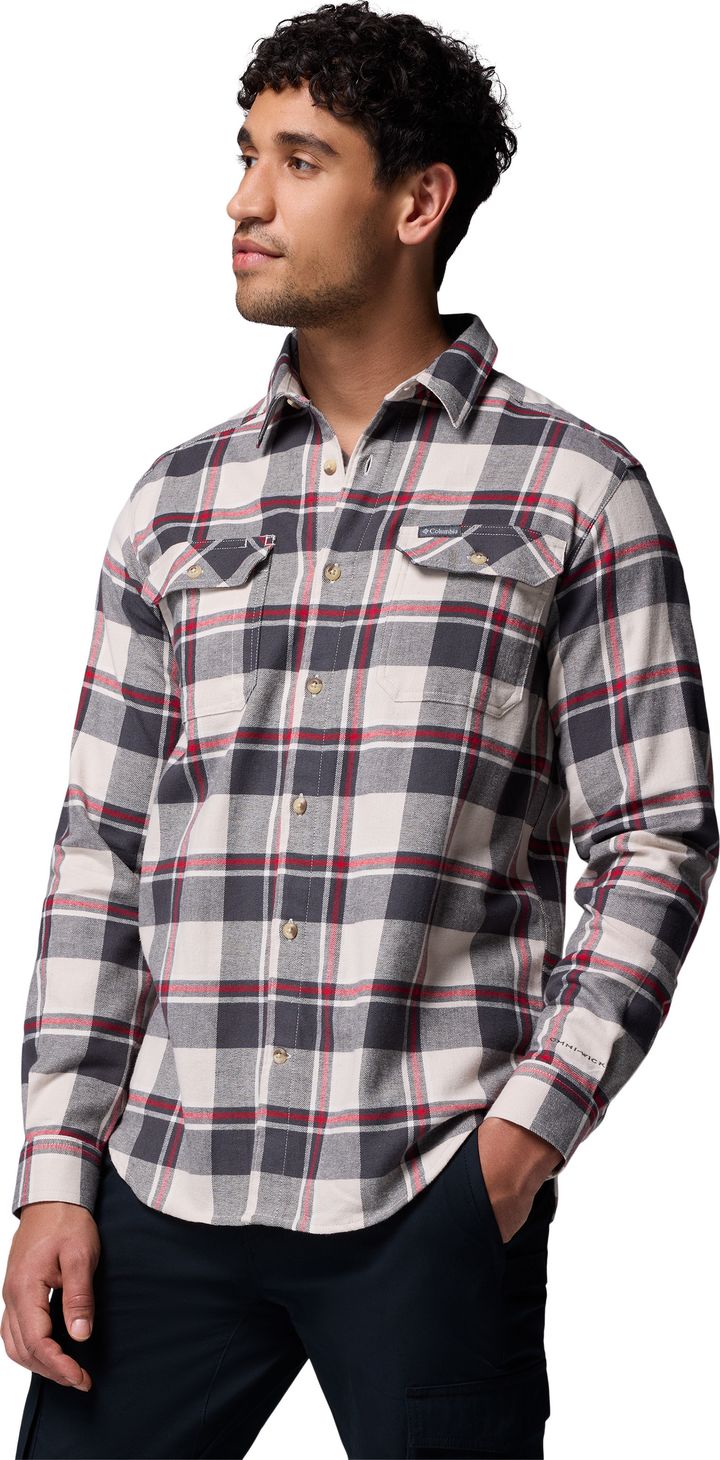 Columbia Men's Flare Gun Stretch Flannel Dark Stone Trails Edge Plaid Columbia