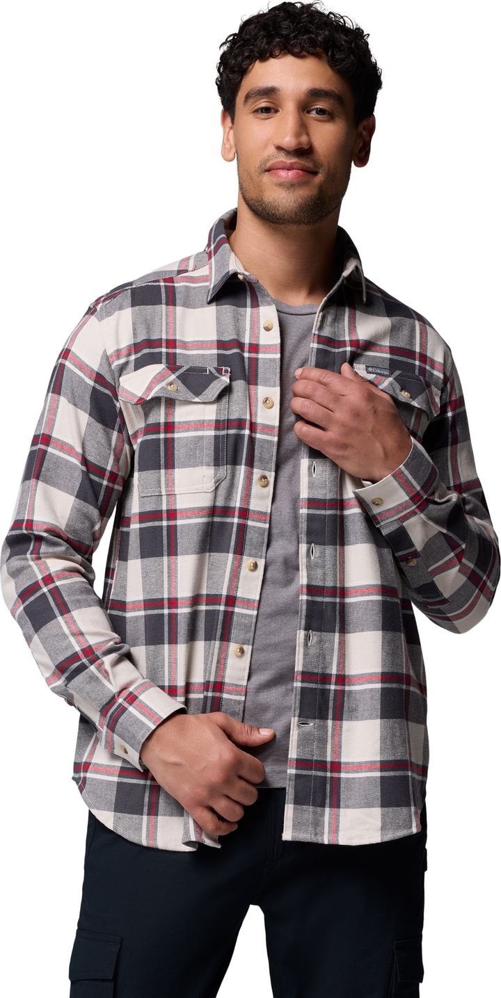 Columbia Men's Flare Gun Stretch Flannel Dark Stone Trails Edge Plaid Columbia
