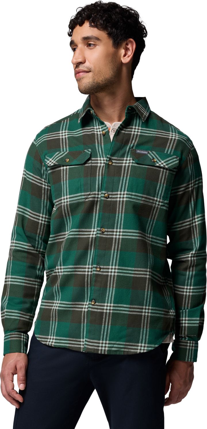 Columbia Men's Flare Gun Stretch Flannel Rain Forest Trails Edge Plaid Columbia
