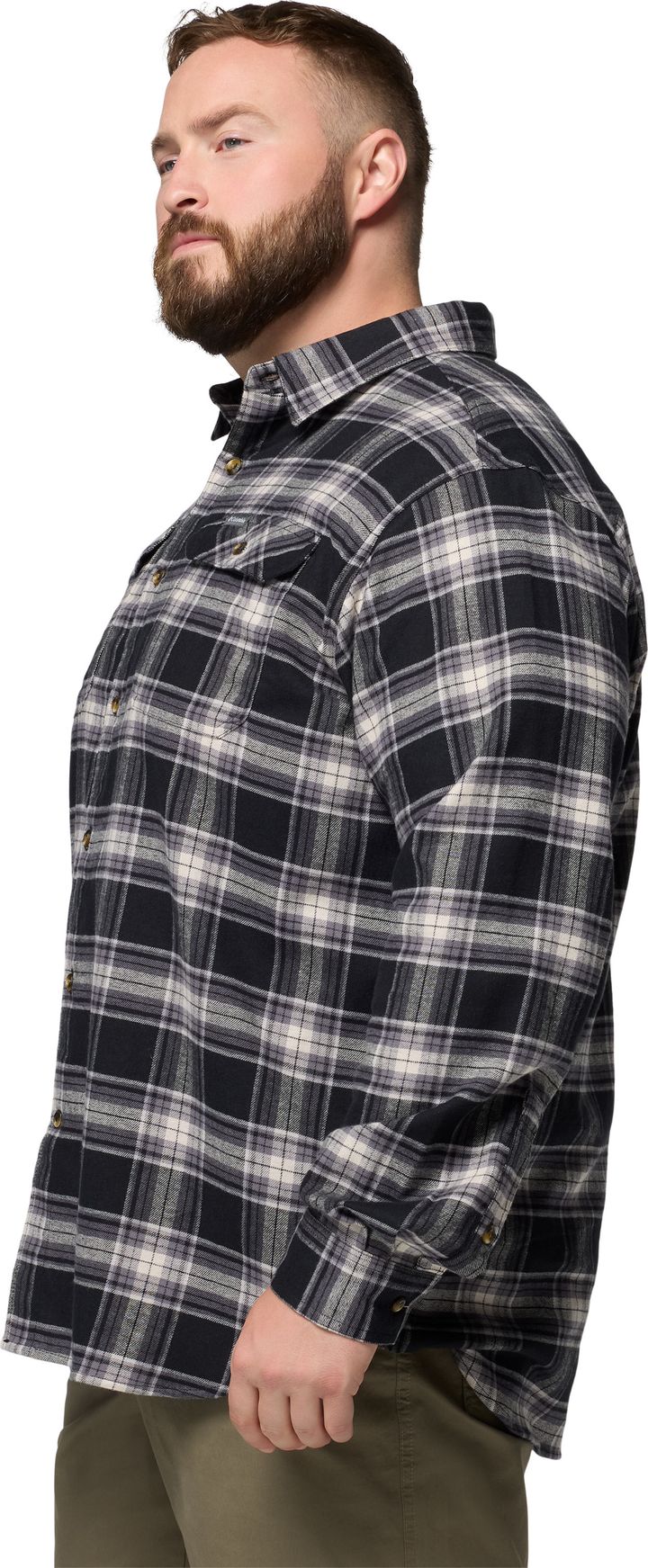 Columbia Men's Flare Gun Stretch Flannel Black Two Lane Tartan Columbia