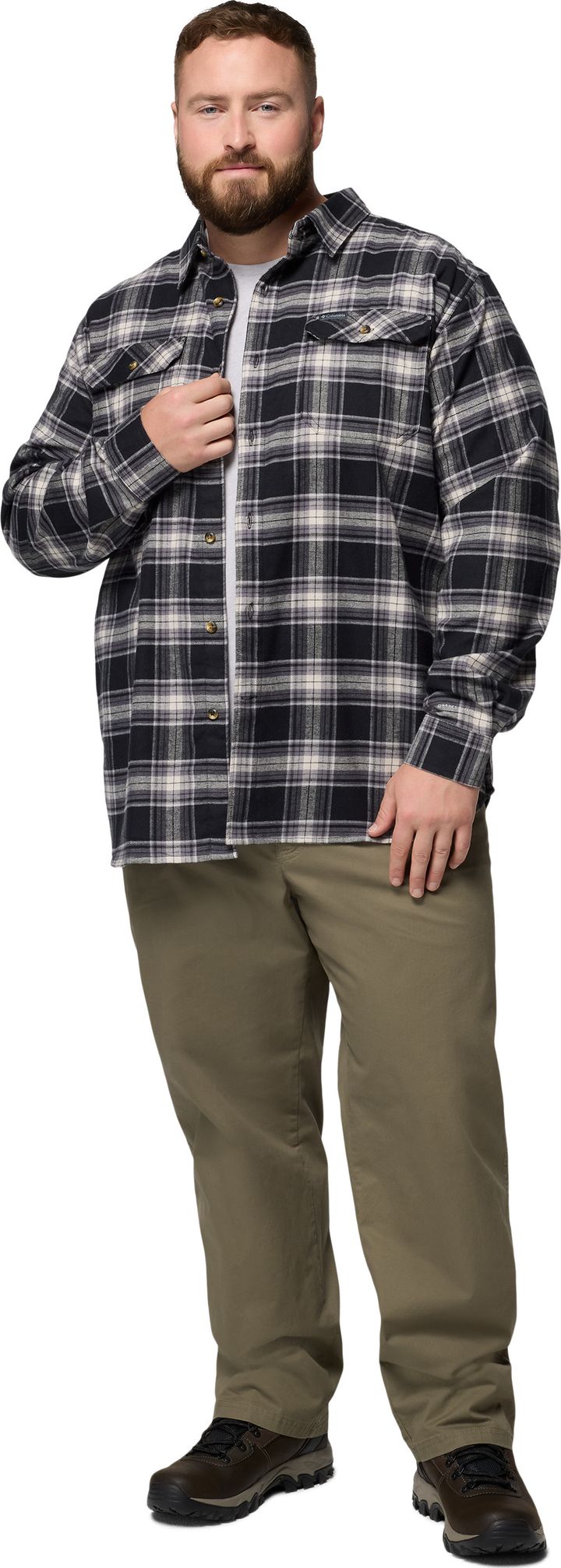 Columbia Men's Flare Gun Stretch Flannel Black Two Lane Tartan Columbia