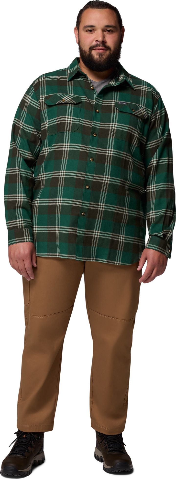 Columbia Men's Flare Gun Stretch Flannel Rain Forest Trails Edge Plaid Columbia
