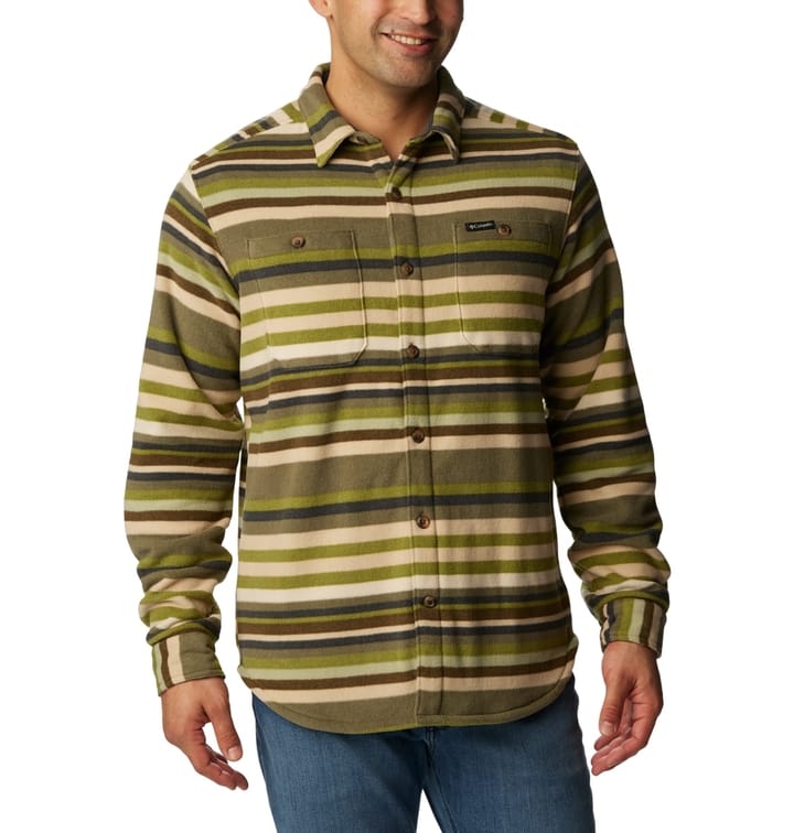 Columbia Flare Gun Fleece Over Shirt Stone Green Surfcrest Stripe Print Columbia Montrail